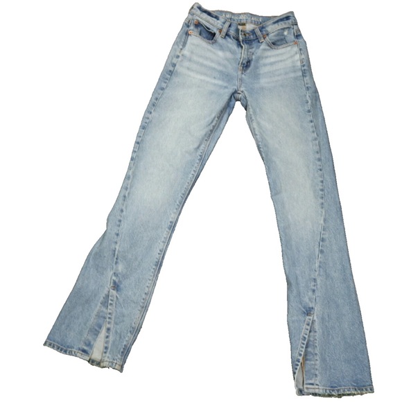 American Eagle Outfitters Denim - American Eagle Stretch '90s Bootcut Blue Jeans Mid Rise Ankle Slits size 2